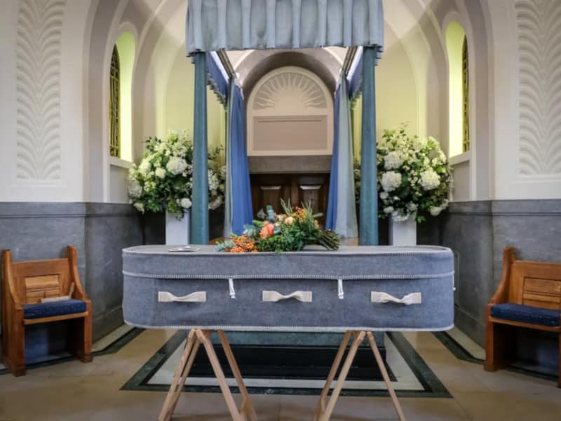 coffin in a funeral